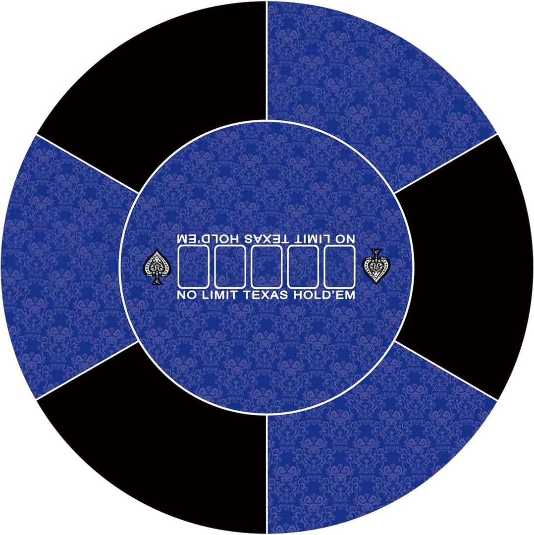 Round Poker Mat,39/47/55/63 inch 6-10 Person Texas Poker Rubber Mat, Foldable Tabletop, Portable Poker Tabletop, Suitable for Poker Games, Blackjack, Casino Layout(Blue 80 * 80CM)