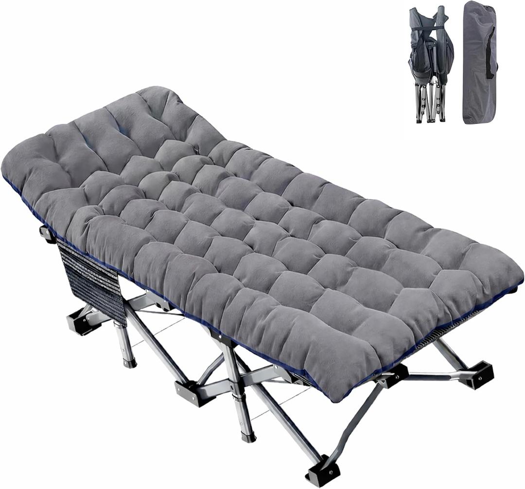 ABORON XXL Camping Cot for Adults, Oversized 78"×32" Folding Camping Bed, 900LBS Heavy Duty Outdoor Sleeping Cot with Mattress Pad, 1200D Oxford, Portable with Carry Bag, 32 inches x 78 inches x 18 inches