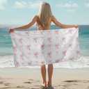 Preppy Bowknot Beach Towel - Aesthetic Coquette Trendy Bowknot Pool Towels Microfiber Absorb Water Travel Towels 60x30 Inches for Bathroom Kitchen Gym Yoga, Gifts for Girls Lady