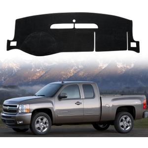 Dashboard Flannel Dash Cover Mat for 2007-2013 Chevy Chevrolet Silverado 1500 2500 3500 LTZ Flannel Custom Fit Silverado Dash Cover with 2 Glove Boxes (Silverado 2007-2013, Black, LTZ)