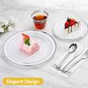 Goodluck 700 Pieces Silver Dinnerware Set for 100 Guests, Disposable Plastic Plates for Party, Include: 100 Dinner Plates, 100 Dessert Plates, 100 Paper Napkins, 100 Cups, 100 Silverware set