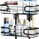 Shower Caddy Hanging, 3 Tier Rustproof Shower Organizer, Shower Rack with Removable Baskets/Soap Basket, Hooks for Razor/Sponge, No Drilling Bathroom Organizer Over Showerhead - Black