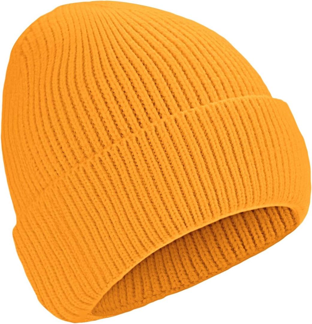 ZOORON 1&2 Unisex Thick Knitted Beanie for Men Women Cuffed Plain Hat Winter Slouchy Ski Beanies