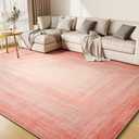 9x12 Pink Area Rugs for Living Room, Machine Washable Non Slip Area Rug Girls Nursery Rug Modern Abstract Indoor Rug Carpet Ultra Soft Rugs for Bedroom Dining Room Playroom Bedside Office