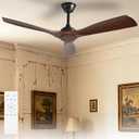 Ceiling Fan Without Light: 52 Inch Outdoor Fan for Patios - Walnut Ceiling Fan No Light Indoor - Modern 3 Blade Fan with Remote APP Control Reversible 6 Speed DC Motor