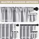 ANRODUO Rod Pocket and Back Tab Pleated Blackout Curtains Greyish White Curtains 96 Inches Long 2 Panels, Thermal Insulated Room Darkening Living Room Bedroom Curtain, 42x96 Inches
