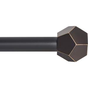 Ivilon Drapery Treatment Window Curtain Rod - Faceted Hexagonal 1 inch Pole. 28 to 48 Inch. Antique Black