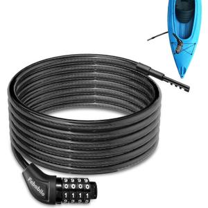 Long Cable Lock, Extra Long Straight Bike Lock (5ft to 25ft) with Resettable Combination, Kayak Locks, Unique Thin end Cable Locks Suitable Kayak, Scooter, Paddle Boards, Canoe, Jet Ski (10 Ft Long, 10 mm Thick)