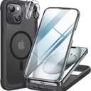 Miracase Magnetic for iPhone 15 Plus Case 6.7'' [Compatible with Magsafe] only for 15 Plus Phone Case Cover with Built-in 9H Tempered Glass Screen Protector,Magnetic Frosted Black