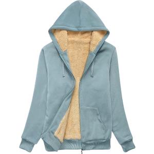SWISSWELL Hoodies for Women Winter Fleece Sweatshirt - Full Zip Up Thick Sherpa Lined Hooded Jacket Green, Medium