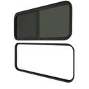 RV Window 42""W * 22""H Camper Exit Window with Frame Acrylic Window for RV Vertical Half Vent with Black Sliding Screen Camper Van Windows