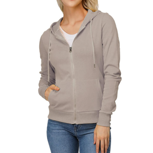 Women's Slim Fit Zip Up Hoodie Lightweight Long Sleeve Kangaroo Pocket Basic Casual Wear, Size S