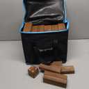 Juegoal 54 Pieces Giant Tumble Tower Blocks Game Giant Wood Stacking Game with 1 Dice Set, Gameboard, Canvas Bag for Adult, Kids, Family, Brown (Large)