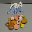 130Pcs Kitchen Playset, Toddler Pretend Cooking Play Pots, Pans, Utensils Cookware, Daily Food Fruit Veges, Shopping Storage Basket, Dessert, Prop Money, Learning Gift for Child (Blue)