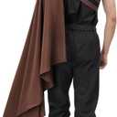 DAZCOS Renaissance Half Shoulder Cape Medieval Steampunk Shawl with Belt for Men Women LARP Costume for Halloween (Brown)