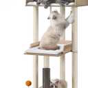 FourFurPets 43.7" Cat Tree, Modern Cat Tree Tower, Cat Tower for Indoor Cats Large Adult, Cat Condo with Scratching Post, Large Perch and Removable Pads, Greige (Gray)