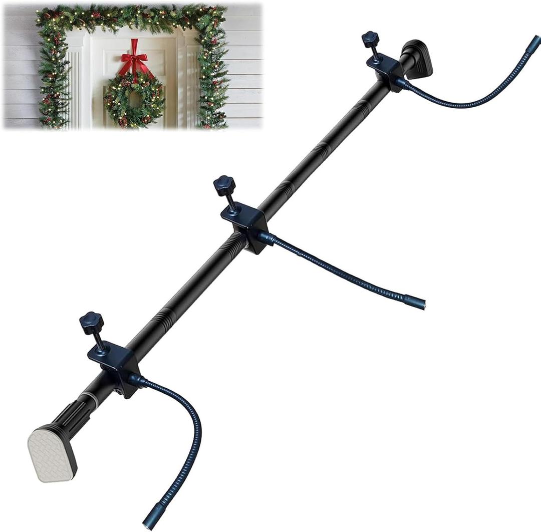 Garland Hanger for Front Door, Garland Holder for Door Frame Adjustable 32-39 inches, Load Capacity 20 lbs No Screws and Drilling for Halloween Christmas Decor
