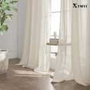 Linen Cotton Farmhouse Curtains for Living Room, Cream Off White Natural Fabric Semi Sheer Curtains 84 Inches Long, Neutral Ivory Boho Pleated Bedroom Bay Window Curtain Drapes 84 Length 2 Panels Set