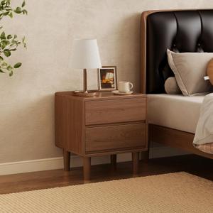 Walnut Nightstand Solid Wood Night Stand,Mid Century Modern Nightstand,Modern Night Stand,Solid Wood End Table for Bedroom,Living Room,Walnut Bedside Table (Walnut)
