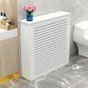 Waterproof Radiator Cover Cabinet, White Louvered Heating Heater Covers for Radiators Shelf with Top for Home Living Office Hide Cluttered Pipes Decor(31.5 Lx27.6 Hx7.9 D)