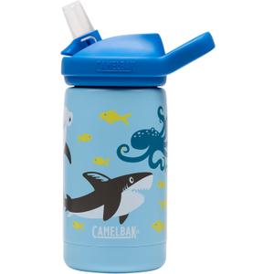 CamelBak Eddy+ Kids Bite Valve Straw Stainless Steel Water Bottle Sharks and Friends, 12oz