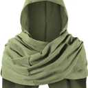 TOKYO REVENGERS Kids Medieval Renaissance Hooded Cowl Multifunctional Scarf Shawl Cape Halloween Cosplay Costume Accessories (One Size, Army Green)