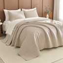 Sanracie Oversized King Quilt Bedspread Sets 120"*120", 100% Cotton Linen Colored Cal King Quilt Bedding Set CircularQuilting Extra Wide Large 3Pcs Coverlet Set for All Season Soft Thin Comforter