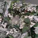 Winter Wreaths for Door Outside, Soomeir Large Size Winter White Wreath with Berries, Pinecones and Snowflakes, for Home Wall Window Porch Indoor Outdoor