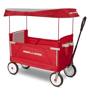 Radio Flyer Foldable Wagon for Kids, Rolling Cart, Baby Stroller, Beach Cart, 3-in-1 EZ Fold Stroller Wagon with Canopy, Red, for Ages 1.5+ Years Radio Flyer Foldable Wagon for Kids, Rolling Cart, Baby Stroller, Beach Cart, 3-in-1 EZ Fold Stroller Wagon with Canopy, Red, for Ages 1.5+ Years