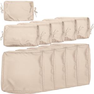 Outdoor Patio Cushion Cover Replacement, Outdoor Cushion Slipcovers for Outdoors Furniture Patio Sofa Couch Outside Zipper Design w/5 Seat Cushion Covers and 6 Backrest Pillow Covers(Brown)