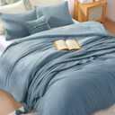 WRENSONGE Queen Comforter Set - 3 Pieces Prewashed Dusty Blue Comforter Soft Lightweight for All Seasons,Down Alternative Comforters Queen Size with 2 Pillow Shams