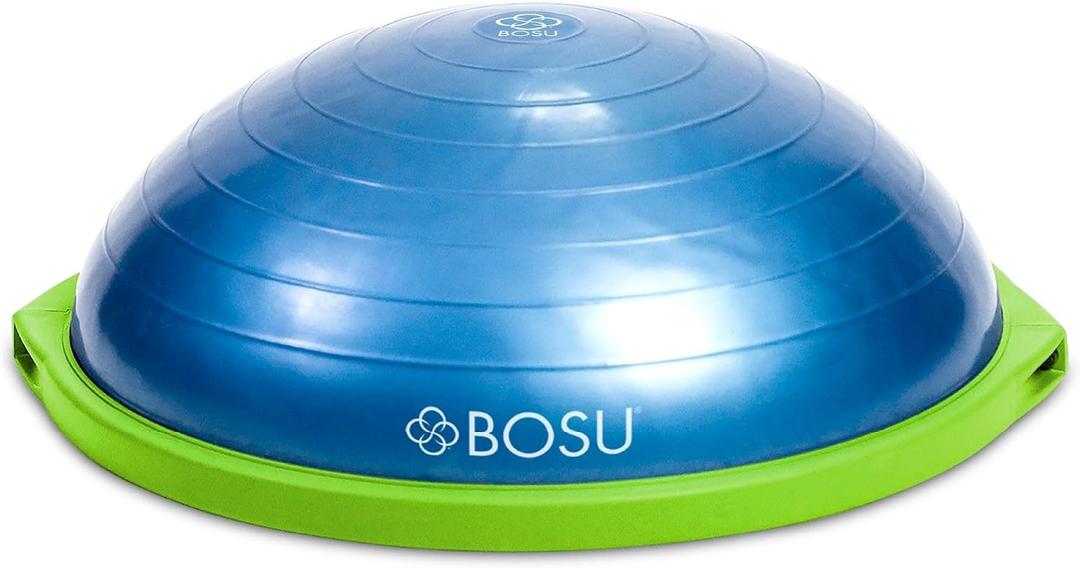 Bosu Balance Ball Exercise Trainer, Home Gym Equipment w/Guided Workouts & Pump, 26" Inflatable Fitness Platform for Strength Training, Standing, Balancing, and Core Workout, 25 inches in diameter