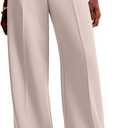 NIMIN Women Wide Leg Pants High Waisted Business Casual Work Trousers Dressy Pants with Pockets (Beige, XS)
