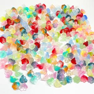 300 Pcs Glass Beads for Jewelry Making, Colorful Trumpet & Bell Flower Crystal Loose Beads, Bulk for DIY Projects