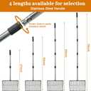 15" Extra Large Chicken Coop Scooper  Heavy Duty Stainless Steel Adjustable Handle (24"-76") Chicken Poop Rake, 5 in 1 Dual-Use Sifting Shovel for Chicken Poop & Litter Cleaning Tool