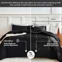 MR&HM King Size Comforter Set Black, Reversible Satin Microfiber Comforter Set for All Seasons, 3 Pieces Non-Slip Silky Soft Bedding Sets with 1 Comforter (104"x90") and 2 Pillowcases (20"x36")