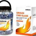 GRISUN Fire Glass for Fire Pit, 30 Pounds 1/2 Inch High Luster Reflective Tempered Glass Rocks for Natural or Propane Fireplace, Safe for Outdoors and Indoors Firepit Glass