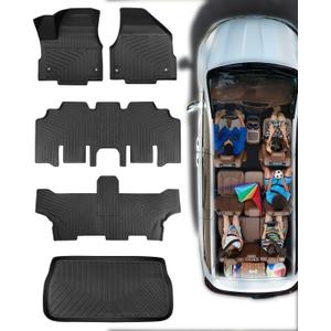 DiffCar Floor Mats for Chrysler Pacifica 2017-2024, All-Weather TPE Floor Liners & Trunk Cargo Mats Van Accessory for Pacifica/VoyagerGas Only/Not for Pinnacle Models