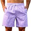 Verdusa Men's Drawstring Waist Swimwear Beach Shorts Swim Trunks with Pockets (L)