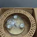 Rattan Ceiling Light Fixture, 3 Light Bohemian Modern Woven Ceiling Light, Boho Flush Mount Ceiling Light for Bedroom Living Room Dining Room, Bulb NOT Included (Gold)