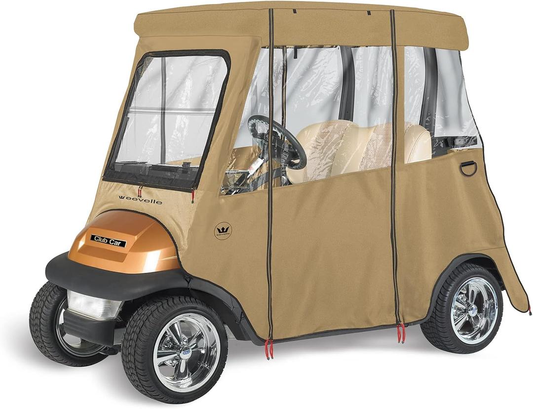 Golf Cart Cover by Greenline Eevelle | Durable 4 Passenger Golf Cart Covers and 2 Passenger Golf Cart Enclosure | Comes with Hinged Door, Perfect Fit for Club Car, Yamaha, EZGO, and All Models