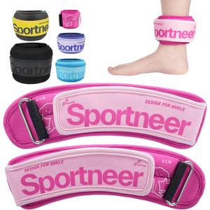 Sportneer Ankle Weights 0.5/1/2/3/5 LBS 1 Pair Wrist Leg Arm Weights for Women Men Kids Child with Adjustable Straps, Strength Weighted for Jogging Running Walking Fitness Gym Workout (Pink)