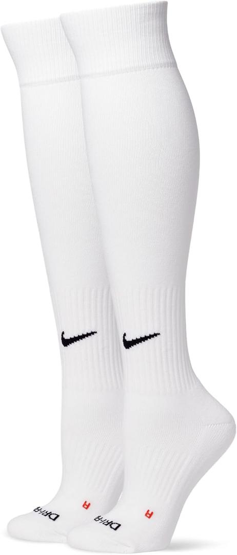 Nike Unisex Adult Baseball/Softball Over-The-Calf Socks (2 Pairs) (Small, White/Black)
