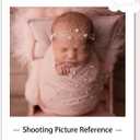 Zeroest Newborn Photography Wraps Baby Photoshoot Props 33.5" x 67" Pearl Raw Edge Wrap Headband for Infant Photos Outifts