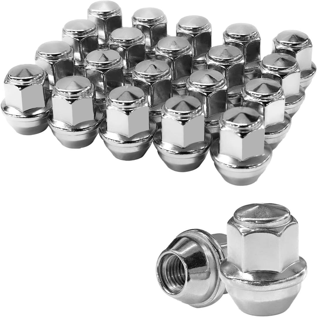 M12X1.5 Lug Nuts - 20pcs OEM Wheel Lug Nuts Compatible with 2009-18 Focus/2012-18 Fusion/2013-2020 Escape/2018+ EcoSport/2011-19 Fiesta, Chrome Acorn Wheel Nuts