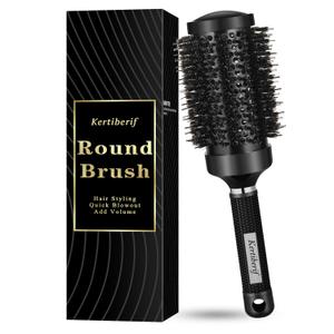 Round Brush for Blow Out, Round Hair Brush with Boar Bristles, Nano Thermal Ceramic & Ionic Tech, for Blow Drying, Styling, Curling, Adding Volume (3.3 Inch, Barrel 2.1 Inch) (Black)