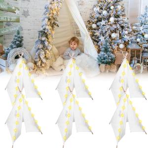 6 Packs Teepee Tent for Kids with 10ft String Lights, Indoor Play Teepee Tent for Girls & Boys, Foldable Tents for Birthday Party Boho Sleepovers Party Pajama Party (White) 6 Packs Teepee Tent for Kids with 10ft String Lights, Indoor Play Teepee Tent for Girls & Boys, Foldable Tents for Birthday Party Boho Sleepovers Party Pajama Party (White)