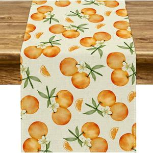 Pudodo Orange Citrus Table Runner Little Cutie Themed Birthday Baby Shower Spring Summer Party Kitchen Dining Home Decoration (13" x 108") Pudodo Orange Citrus Table Runner Little Cutie Themed Birthday Baby Shower Spring Summer Party Kitchen Dining Home Decoration (13" x 108")