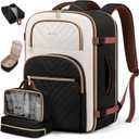 LOVEVOOK Travel Backpack Carry on Flight Approved 50L,Waterproof TSA Travel Essentials Personal Item Backpack for Women Men,Large Carry on Luggage Suitcase Travel Bag for Airplane with 3 Packing Cubes (Black - Off-white)