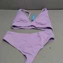 Yonique Womens Thong Bikini Sets - High Cut Sexy Swimsuit 2 Piece Cheeky V Neck Bathing Suits High Waisted Swimwear Lavender, Size M